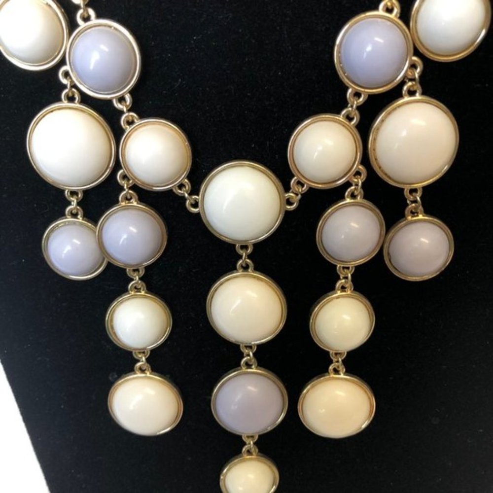 Blue-Grey And White Bubble Statement Necklace - image 2